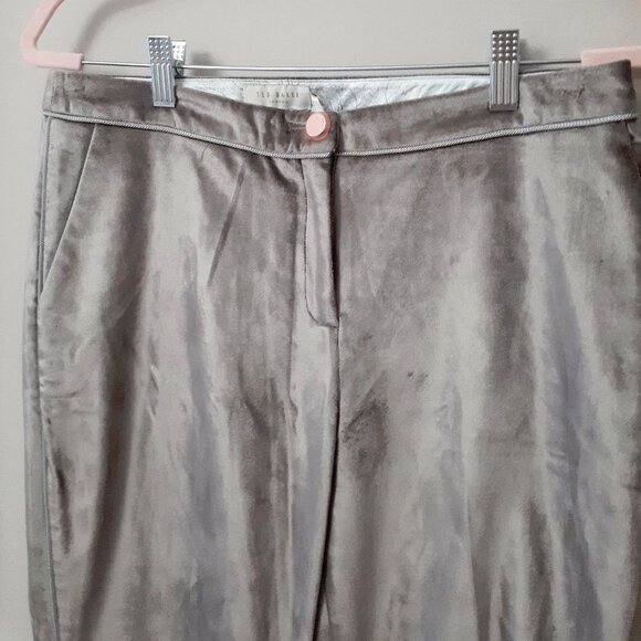 NWT Ted Baker silver grey velvet-like braided cord detail trousers - Picture 9 of 16